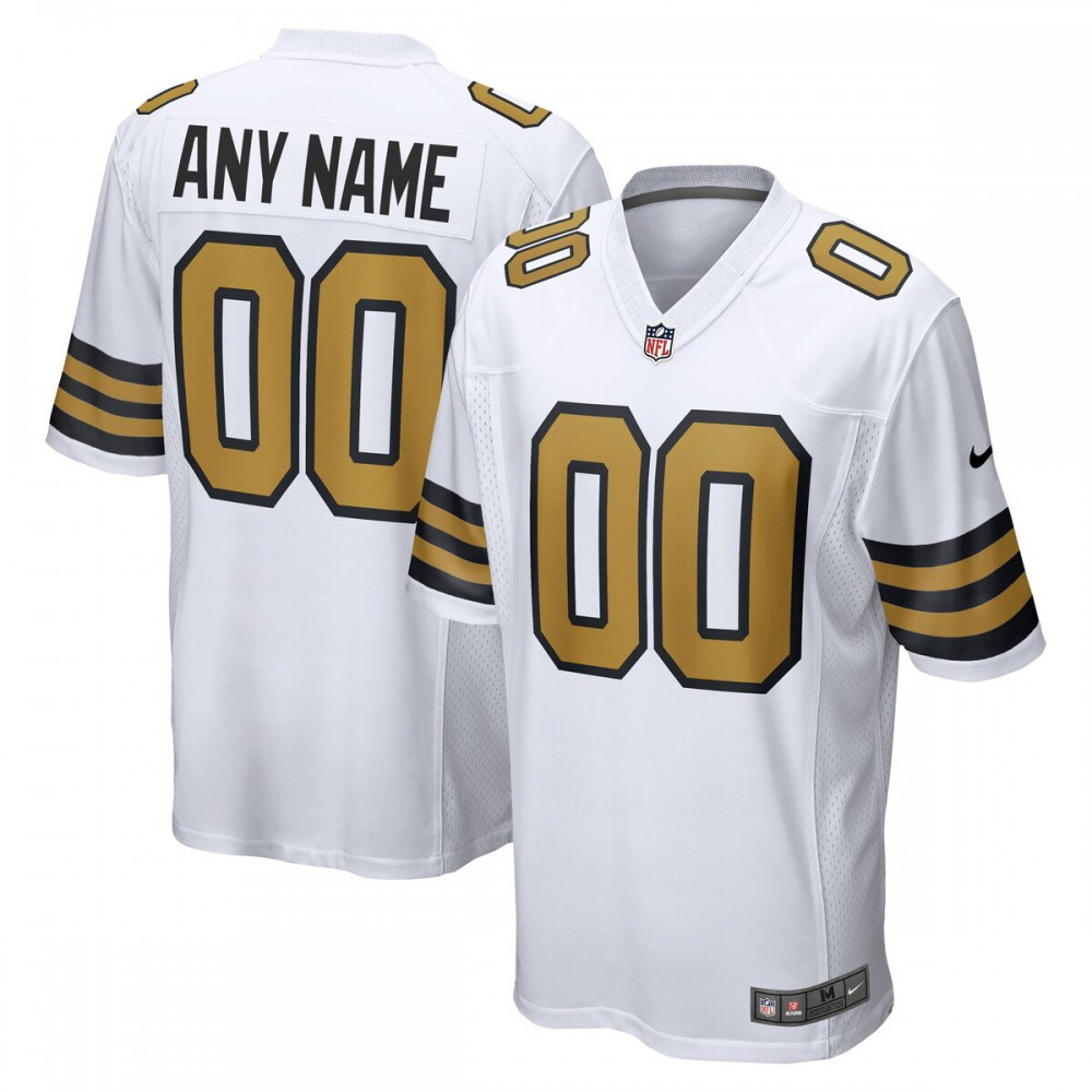 New Orleans Saints Nike Alternate Custom Game Jersey - White-GridironStore